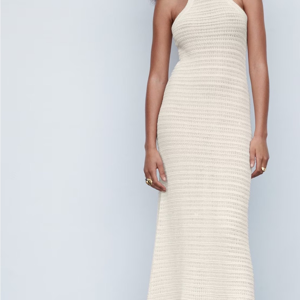 Halter-neck crochet dress